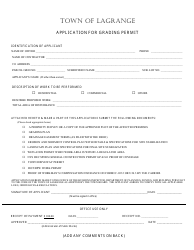 Document preview: Application for Grading Permit - Town of LaGrange, New York