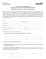 Document preview: Form 51A300 Application for Preapproval for Energy Efficiency Machinery or Equipment - Kentucky