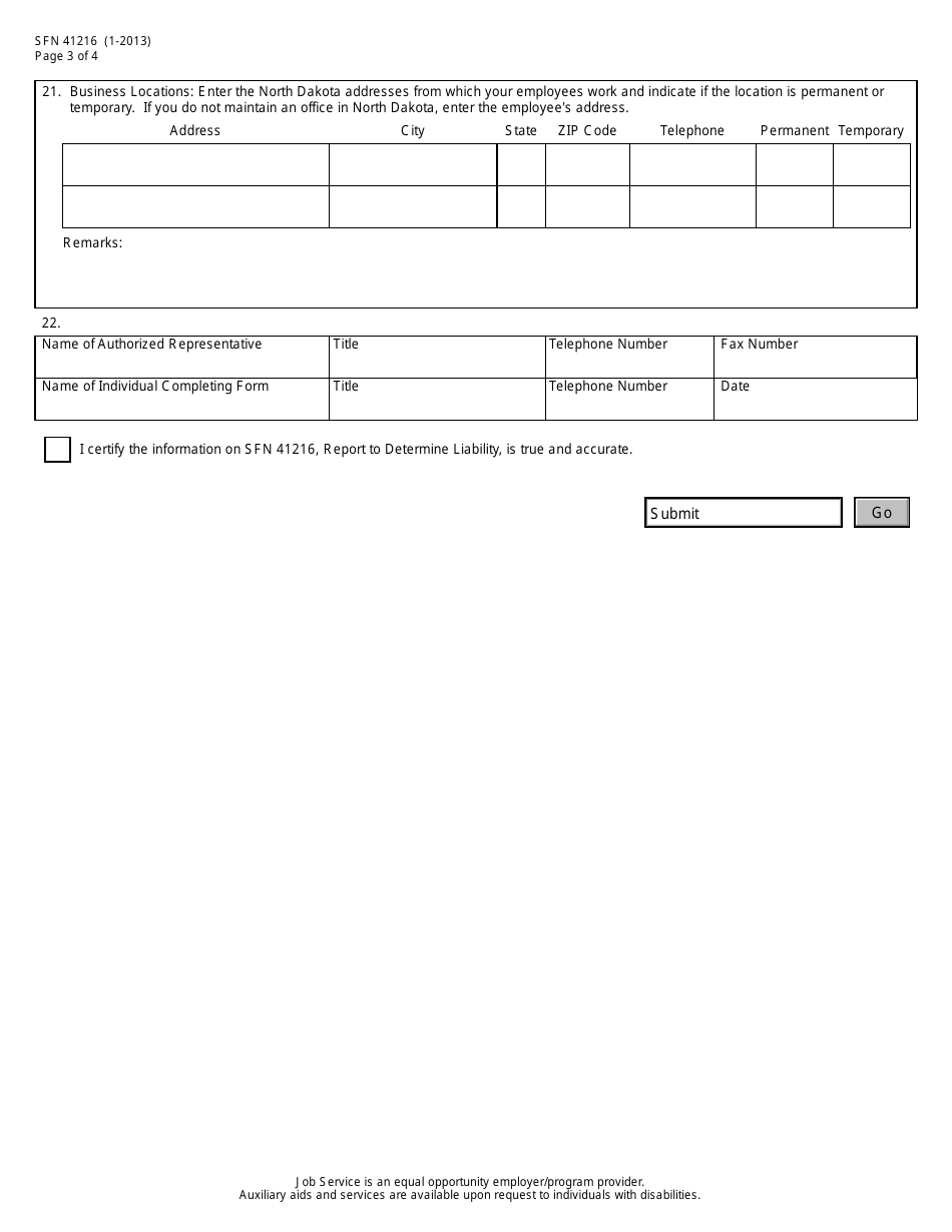 Form SFN41216 Report to Determine Liability - North Dakota, Page 3