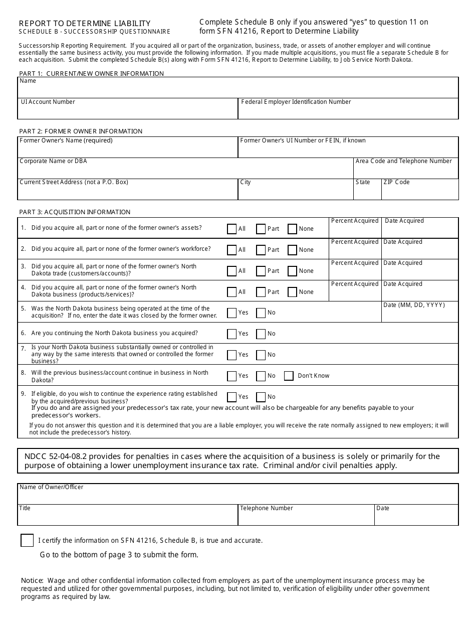 Form SFN41216 Report to Determine Liability - North Dakota, Page 4