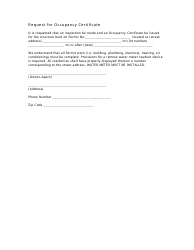 Document preview: Occupancy Certificate Request Template