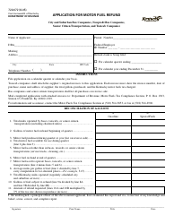 Form 72A072 Application for Motor Fuel Refund - Kentucky