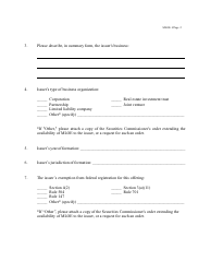 Form MLOE-1 Notice Claiming Maryland Limited Offering Exemption (Mloe) - Maryland, Page 2