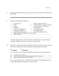 Form MLOE-1 Notice Claiming Maryland Limited Offering Exemption (Mloe) - Maryland, Page 3
