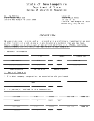 Document preview: Complaint Form - New Hampshire
