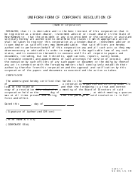 Document preview: Form U-2A Uniform Form of Corporate Resolution - New Hampshire