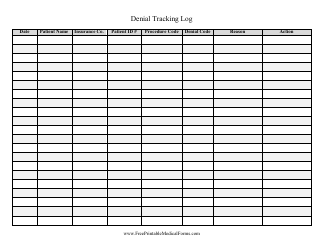 Document preview: Denial Tracking Log Template
