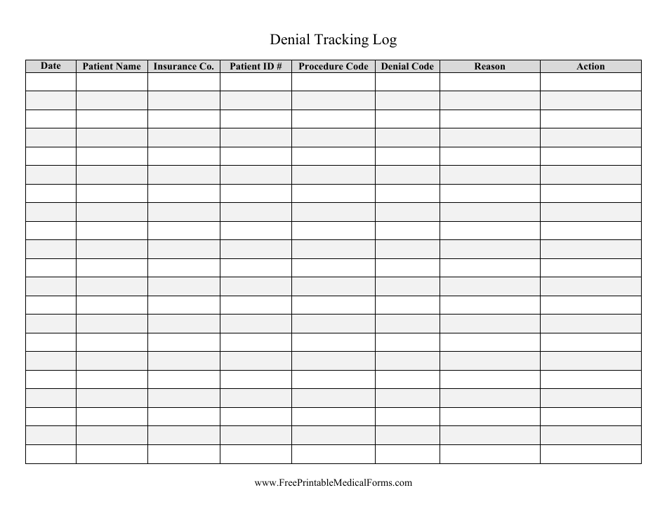 Denial Tracking Log Template, Page 1