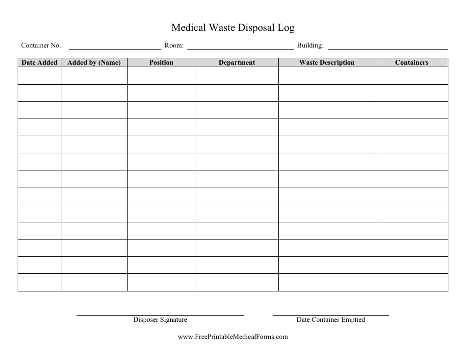 Medical Waste Disposal Log Template - keep track of medical waste effectively