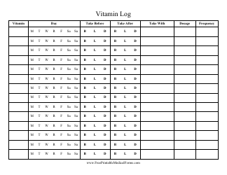 Vitamin Log Template Download Printable PDF | Templateroller