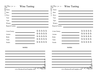 &quot;Wine Tasting Sheet Template&quot;