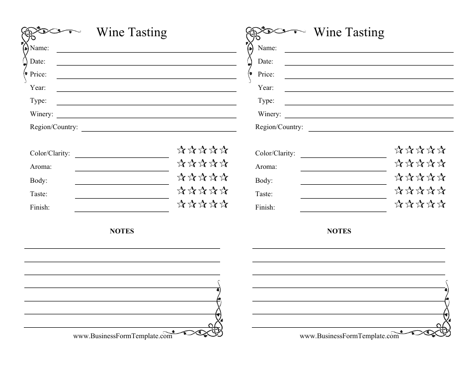 Wine Tasting Sheet Template Download Printable Pdf Templateroller