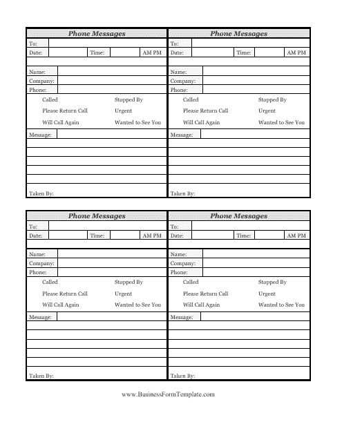 &quot;Daily Phone Message Log Template&quot; Download Pdf