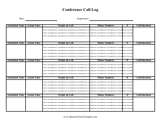 Document preview: Conference Call Log Template