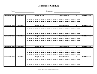 Conference Call Log Template Download Printable PDF | Templateroller