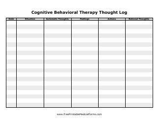 &quot;Cognitive Behavioral Therapy Thought Log Template&quot;