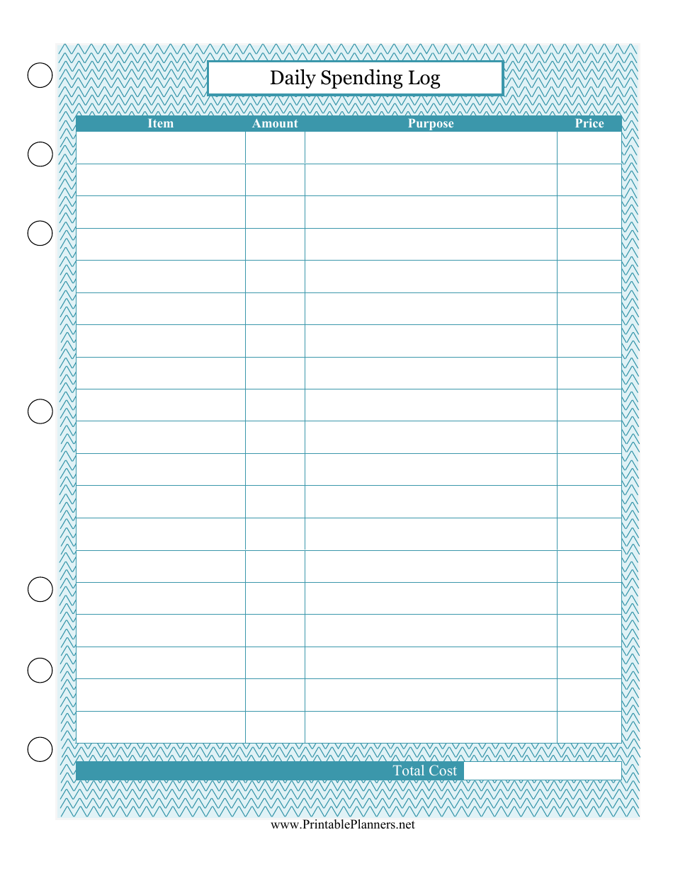 Daily Spending Log Template Preview Image