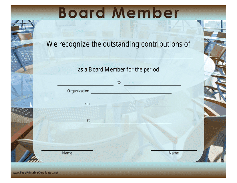 Board Member Certificate Template Image Preview