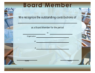 &quot;Board Member Certificate Template&quot;