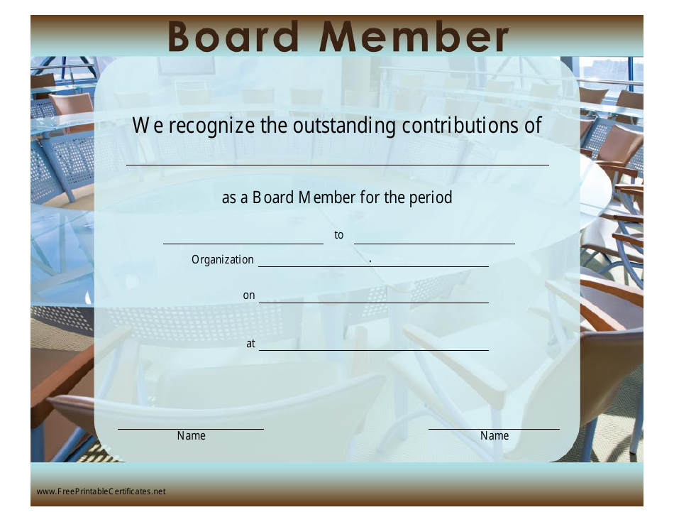 Board Member Certificate Template Image Preview