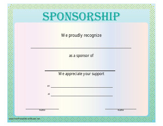 Sponsorship Certificate Template