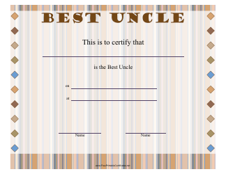 Document preview: Best Uncle Certificate Template