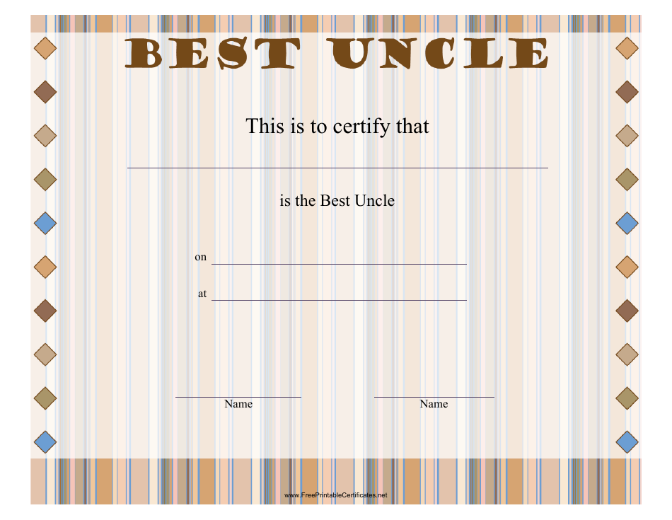 Best Uncle Certificate Template Image Preview