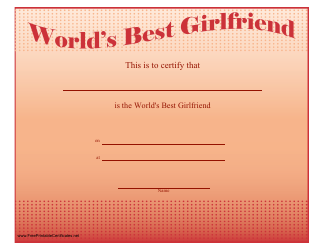 Document preview: Best Girlfriend Certificate Template