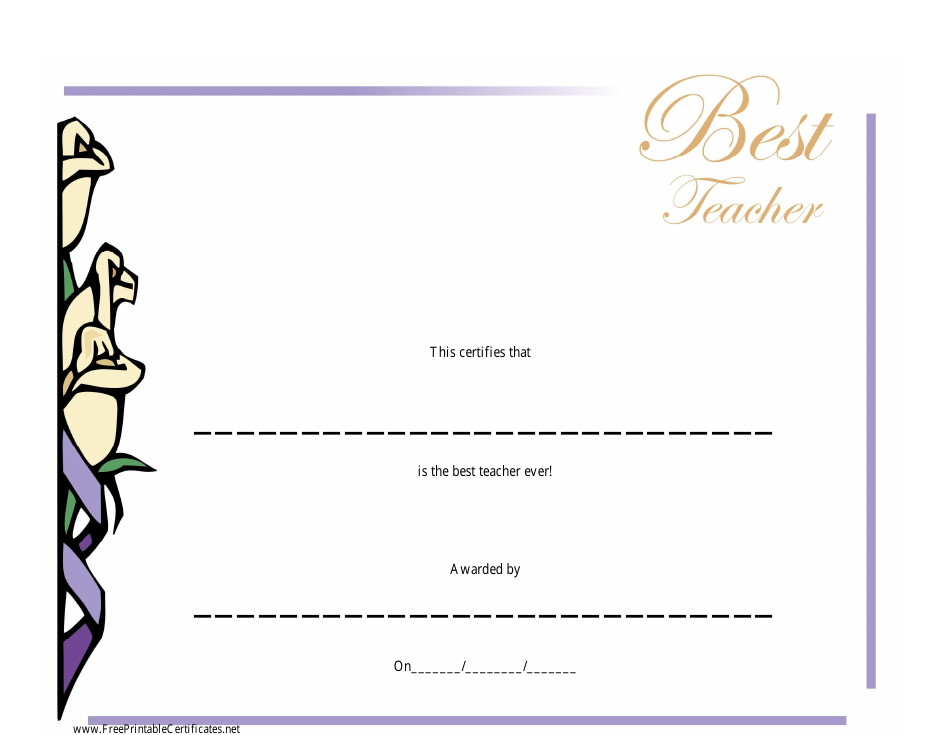 Best Teacher Certificate Templates Free