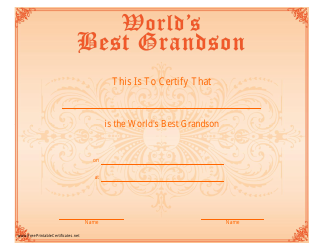 Document preview: World's Best Grandson Certificate Template