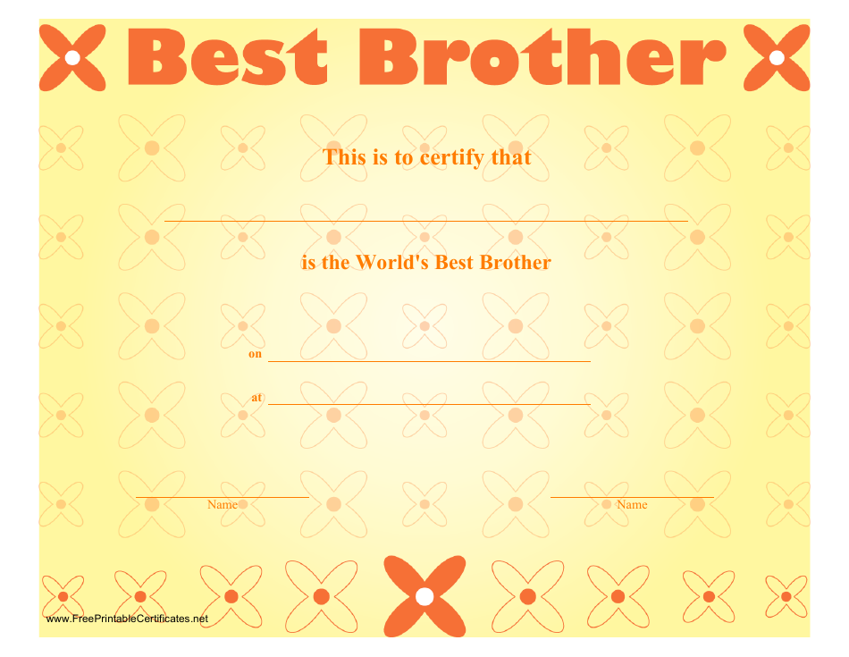Best Brother Certificate Template Preview