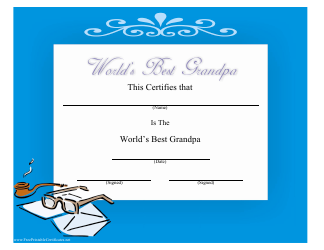 &quot;World's Best Grandpa Certificate Template&quot;