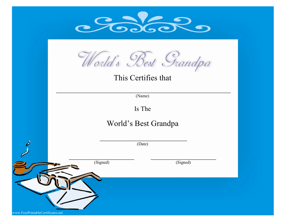 World's Best Grandpa Certificate Template