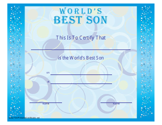 Document preview: Best Son Certificate Template