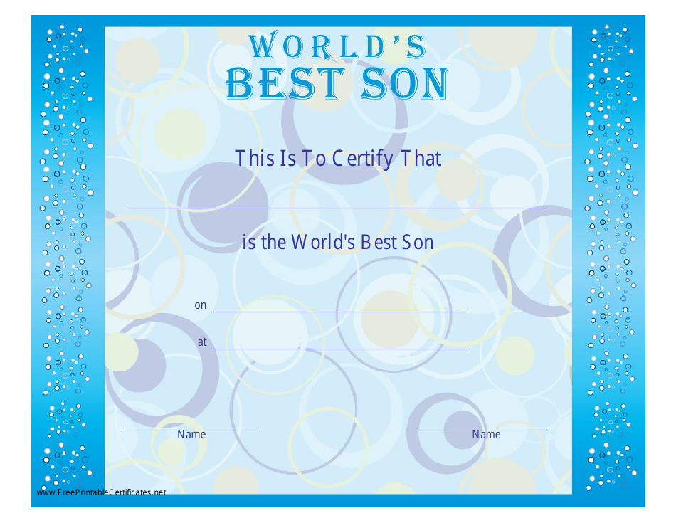 Best Son certificate template image preview- featuring a beautifully designed certificate in a professional and elegant layout, perfect for showing appreciation to the best son.
