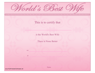 Document preview: Best Wife Certificate Template