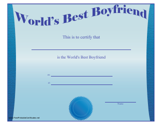 &quot;Best Boyfriend Certificate Template&quot;
