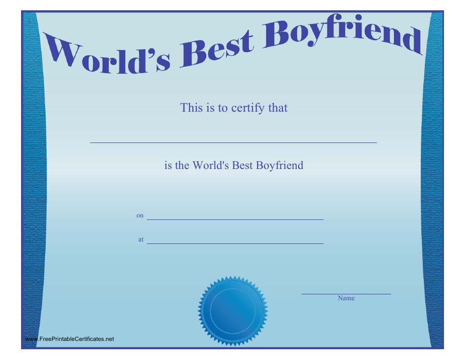 Best Boyfriend Certificate Template Preview