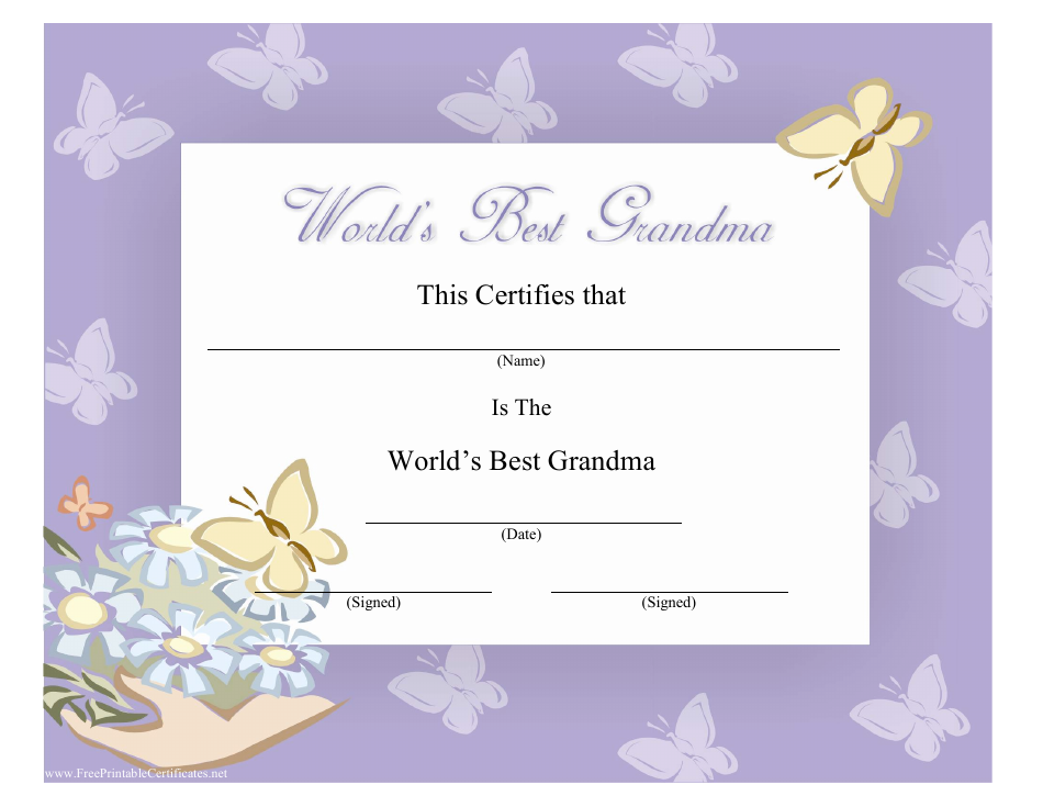 Best Grandma Certificate Template Image Preview