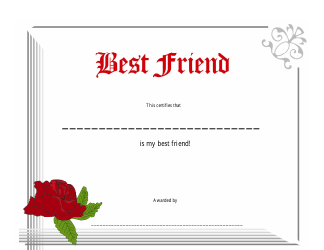 Document preview: Best Friend Certificate Template - Red