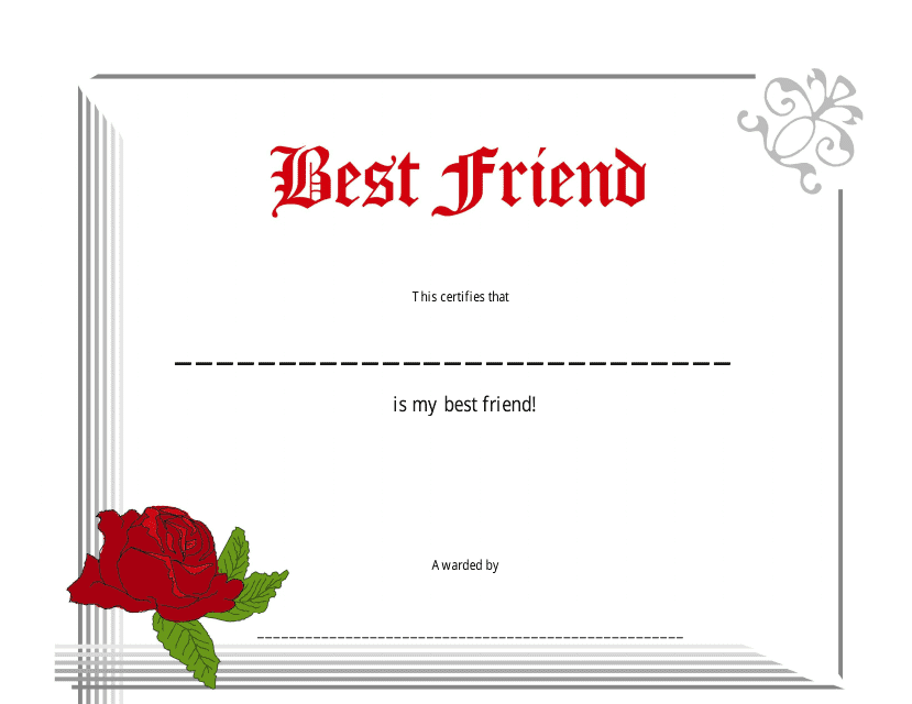 Red Best Friend Certificate Template
