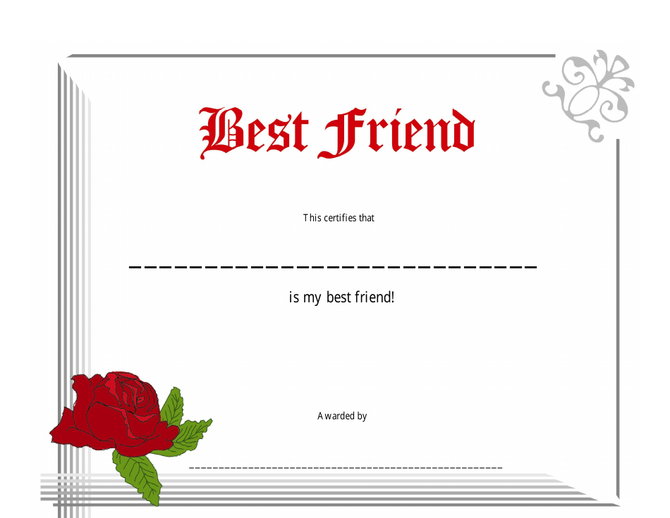 Best Friend Certificate Template Red Download Printable PDF Templateroller