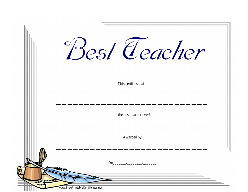 Best Teacher Certificate Template Poem Download Printable PDF