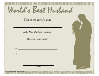 &quot;World's Best Husband Certificate Template&quot;
