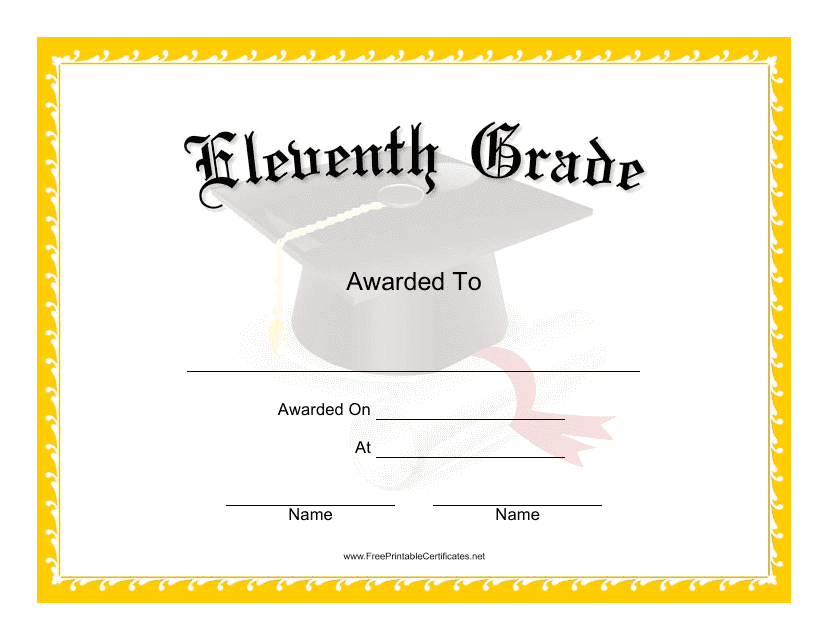 Eleventh Grade Certificate Template Download Pdf