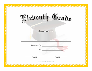 &quot;Eleventh Grade Certificate Template&quot;