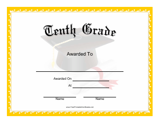Document preview: Tenth Grade Certificate Template