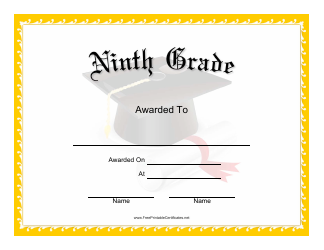 &quot;Ninth Grade Certificate Template&quot;