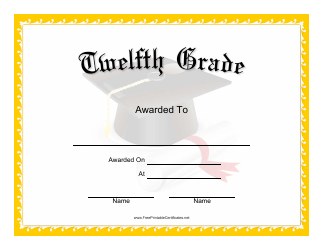 Document preview: Twelfth Grade Certificate Template