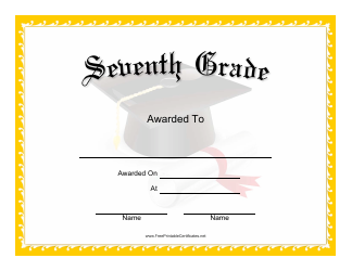 Document preview: Seventh Grade Certificate Template
